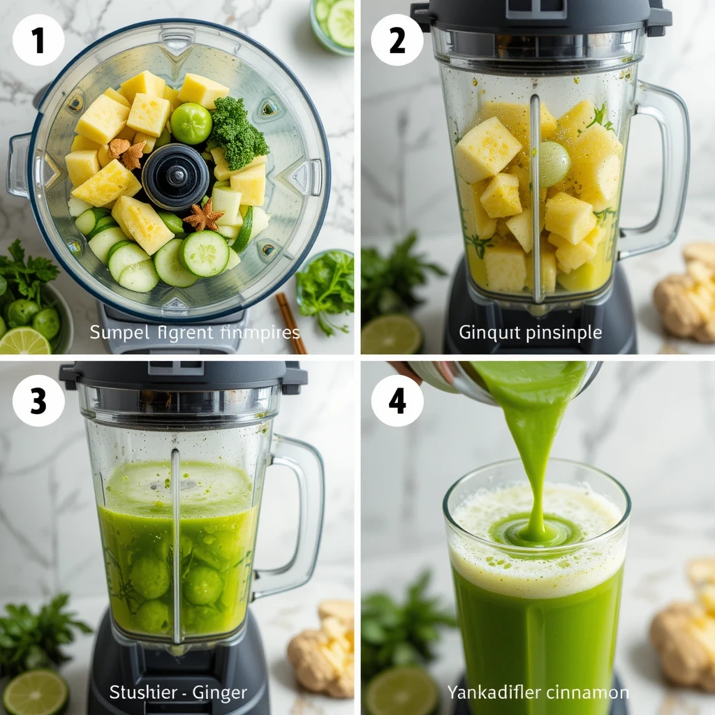 Étapes de préparation du jus détox vert