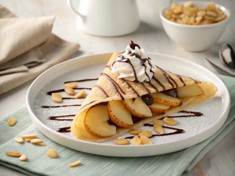 Crêpes aux poires et chocolat, dessert gourmand et fait maison
